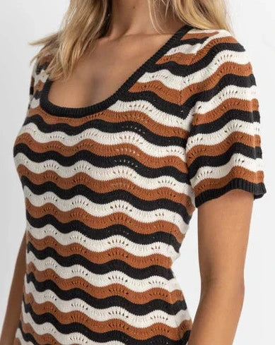Venice Knit Mini Dress in Black