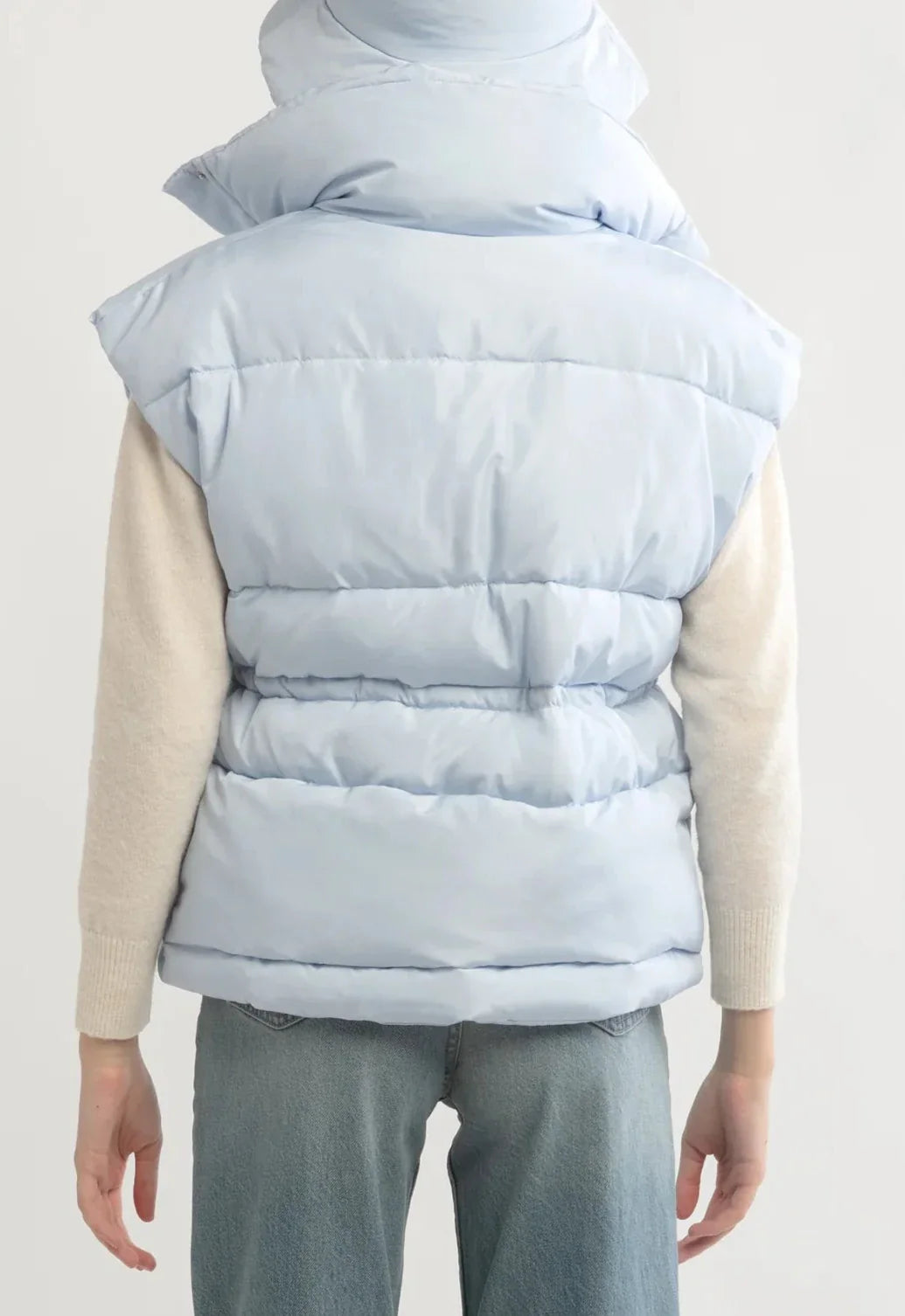 Cocoon Puffer Vest in Cotton Blue