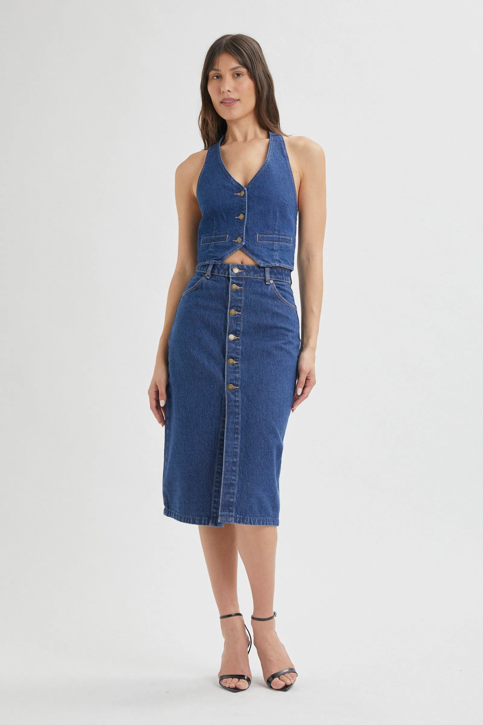 Melrose Skirt in Organic Blue